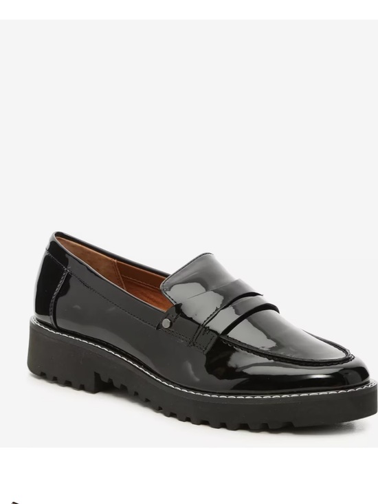 Shoes - Franco Sarto Cassandra Black Patent Leather Penny Loafer Size 8.5